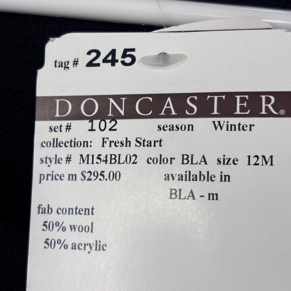 NWT DONCASTER Italian Women's Size 12 Black Wool Zip 3/4 Sleeve Top MSRP $295 - Picture 6 of 7
